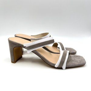 Faryl By Farylrobin Womens Size 7 Analisa Gray Suede Leather Heels Sandals Shoes